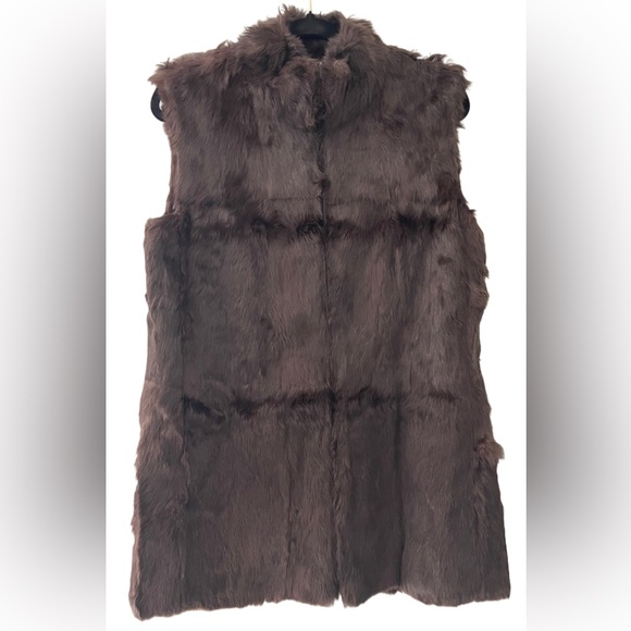 Hilary Radley Brown 100% Rabbit Fur Zip Vest - Size 4 - Picture 9 of 16